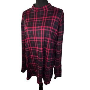 Vintage Bechamel Womens XL Red Black Plaid long sleeve Cottagecore Holiday Tunic